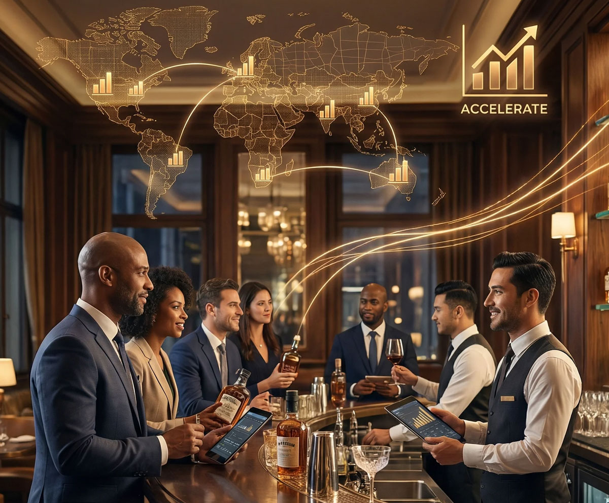 Spirits sales team in bar